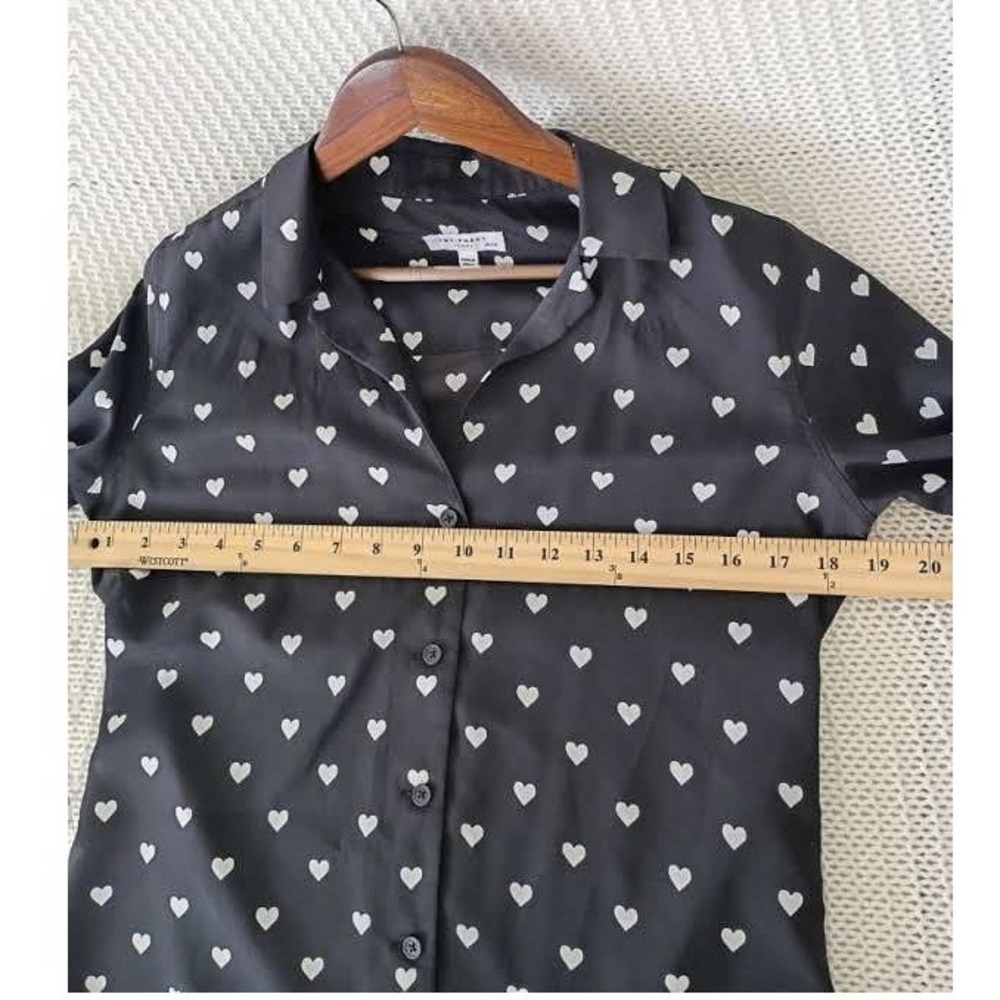 Equipment Femme Romantic Black Heart‎ Print Button Down Blouse Fits S NWOT $280 - Picture 8 of 12